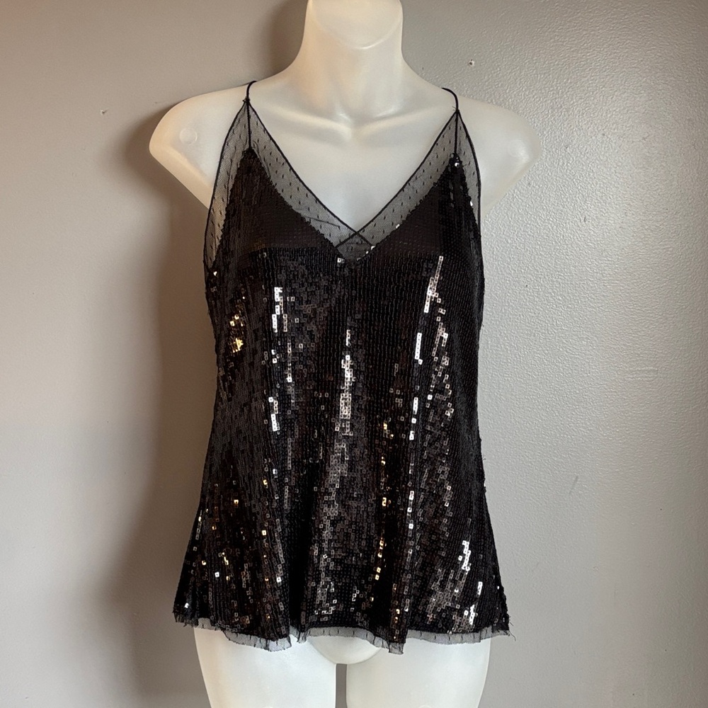 Free People Intimately black sequin tank camisole *sz  MED